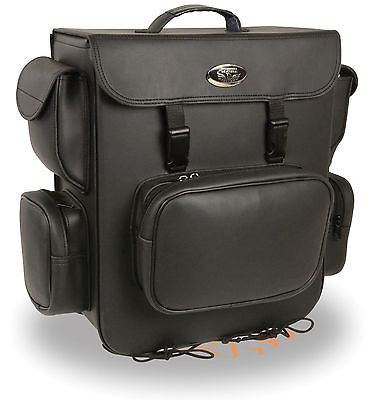 MOTORCYCLE LARGE PVC SISSY BAR BAG W/5 BONUS POCKETS & GUN POCKET W/ AMMO POCKET