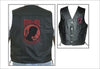 MEN'S MOTORCYCLE POW MIA EMBOSSED FRONT BACK SIDE LACE LEATHER VEST SOFT LEATHER
