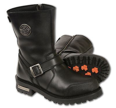 MEN'S MOTORBIKE REAL LEATHER CLASSIC ENGINEER BOOT W/ABRASION GUARD W/SIDEZIPPER
