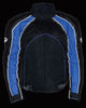 MEN'S MOTORCYCLE BLUE COMBO LEATHER/TEXTILE MESH RACER JACKET W/ARMOUR INSIDE