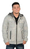 MEN'S CLASSIC SCOOTER GENUINE GREY LEATHER JACKET TWO CHEST POCKETS WITH HUDDY