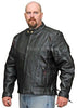 Men's Motorcycle scoter side lace leather jacket with kidney padding back