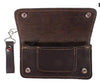 MEN'S MOTORCYCLE BROWN BIKER BIFOLD LEATHER SILVER CHAIN WALLET NEW
