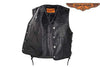 MEN'S MOTORBIKE BUTTER SOFT SIDE LACE BLK LEATHER VEST & 2 GUN POCKETS
