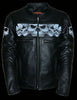 Men's Milwaukee Motorcycle Leather Jacket Reflective Skull 