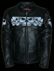 Men's Milwaukee Motorcycle Leather Jacket Reflective Skull