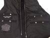 MEN'S MOTORBIKE SIDE LACE BLK PLAIN DENIM VEST & 2 GUN POCKETS W/NOZZLE STRAP