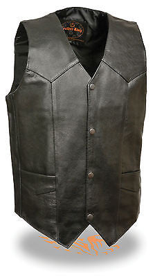 MEN'S RIDERS CLASSIC PLAIN BIKER VEST WITH SNAP BUTTONS WITH V NECK UPTO SIZE 74