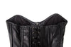 WOMEN'S BLK SEXY BONED BUSTIER CORSET BUSTIER LINGERINE GENUINE SOFT LEATHER