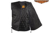 Men's Blk Side Lace Textile Motorcycle Vest with 2 Gun pockets and Leather trim
