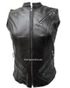 WOMEN'S MOTORCYCLE RIDER 7POCKET LEATHER VEST W/5 OUTSIDE POCKETS & 2GUN POCKETS