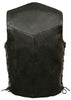 Men's Side lace plain leather vest with 4 total pockets