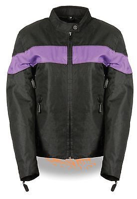 LADIES BLK/PURPLE LIGHTWEIGHT TEXTILE W/REFLECTIVE PIPING JACKET ZIPOUTLINER 