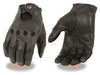 MEN'S PEFORATED UNLINED DRIVING GLOVES REAL LEATHER WITH SNAP CLOSE WRIST BLK