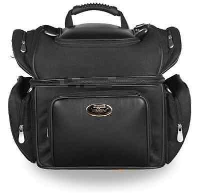 MOTORCYCLE RIDERS DOUBLE BARREL SISSY TRAVEL BAR RACK BAG W/5 BONUS POCKETS