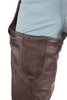 MEN'S MOTORCYCLE RIDERS BRN CLASSIC LEATHER CHAP WITH STRETCH ELASTIC UPTO 6XL