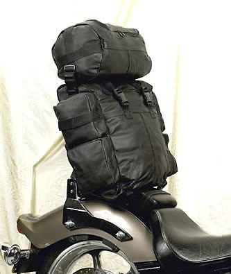 MOTORCYCLE EXTRALARGE COWHIDE LEATHER SISSY T BAR BAG TRAVEL PLAIN LUGGAGE NEW