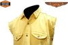 Men's Motorcycle Cotton yellow cut off shirt with fryed Sleeves