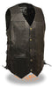 Men's Motorcycle Blk 10 Pocket Tall Extra 3" Long leather vest with 2 gun pockets