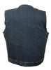 MEN'S SON OF ANARCHY BLUE DENIM COLLARLESS MOTORCYCLE VEST 1 GUN POCKET INSIDE