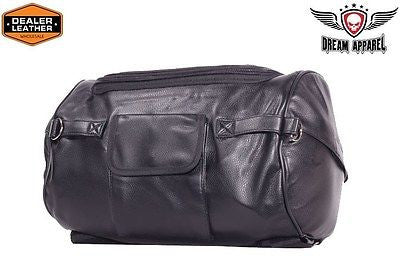 MOTORCYCLE MEDIUM PVC RACK SISSY T BAR BAG TRAVEL PLAIN LUGGAGE NEW BLACK