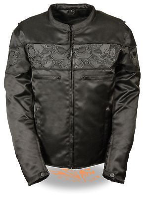 Men's Reflective Textile Skull Motorcycle jacket w/2 gun pockets