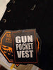 MEN'S BLK DENIM MOTORCYCLE VEST WITH SIDE LACES 2CHEST POCKETS W/GUN POCKET NEW