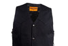 MEN'S MOTORBIKE SIDE LACE BLK PLAIN DENIM VEST & 2 GUN POCKETS W/NOZZLE STRAP