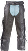 MEN'S MOTORCYCLE REMOVABLE LINER PANT BLK BRAIDED WITH FRINGES LEATHER CHAP