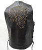 MEN'S MOTORCYCLE SIDE LACE RETRO BRN NATIVE AMERICAN EMBOSSED SINGLE PANEL