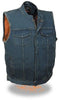 MEN'S SON OF ANARCHY BLUE DENIM MOTORCYCLE VEST 1 GUN POCKET INSIDE WITH ZIPPER
