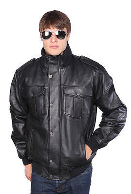 MEN'S BLK BOMER LAMB LEATHER JACKET VERY SOFT NEW W/ZIP OUT LINER 4 POCKETS