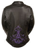 WOMEN'S MOTORCYCLE PURPLE REFLECTIVE STAR JACKET W/RIVET DETAILING WITH VENTS