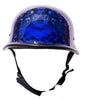 MOTORCYCLE RIDERS GERMAN BLUE SKUL GRAVEYARD HALF HELMET NOT DOT W/QUICKRELEASE