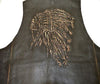 MEN'S MOTORCYCLE SIDE LACE RETRO BRN NATIVE AMERICAN EMBOSSED SINGLE PANEL