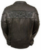 WOMEN'S REFLECTIVE SKULL MOTORCYCLE LEATHER CROSSOVER SCOOTER JACKET NEW BLACK