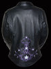 WOMEN'S MOTORCYCLE PURPLE REFLECTIVE STAR JACKET W/RIVET DETAILING WITH VENTS