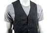 MEN'S MOTORBIKE SIDE LACE BLK PLAIN DENIM VEST W/5 SNAP BUTTONS & 2 GUN POCKETS