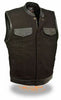Men's Motorcycle Blk Son of Anarcy denim vest with leather trim