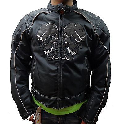 MEN'S MOTORCYCLE SKULL TEXTILE MESH JACKET WITH ARMORS/PADS INSIDE ZIPOUTLINER