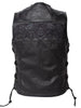 MOTORCYCLE RIDERS LADIES SKULL LEATHER ZIPPER VEST WITH LACES & 2 GUN POCKETS