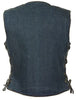 WOMEN'S MOTORCYCLE BLUE 6 POCKET TEXTILE VEST WITH SIDE LACES TWO GUN POCKETS