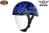 MOTORCYCLE BLUE EAGLE NOVELTY HELMET W/BONEYARD GRAPHIC W/CHIN STRAP COMFORTABLE