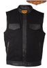 MEN'S SON OF ANARCHY TEXTILE MOTORCYCLE VEST WITH LEATHER TRIM TWO GUN POCKETS