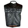 MEN'S MOTORCYCLE RIDERS REFLECTIVE SKULL REAL LEATHER VEST VERY SOFT NEW