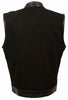 Men's Motorcycle Blk Son of Anarcy denim vest with leather trim