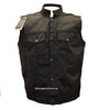 MEN'S SON OF ANARCHY BLACK CANVAS MOTORCYCLE VEST 2 GUN POCKETS W/NOZZLESTRAP