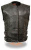 MEN'S MOTORCYCLE UPDATED SWAT TACTICAL STYLE GUNPOCKET LEATHER VEST