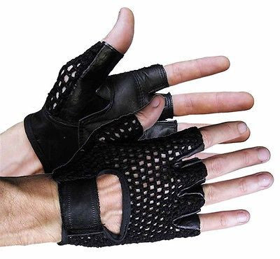 MOTORCYCLE BIKE GLOVES RIDING GLOVES MESH SHORTY GLOVES UNISEX BLACK