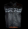 MEN'S MOTORCYCLE RIDERS REFLECTIVE SKULL REAL LEATHER VEST VERY SOFT NEW